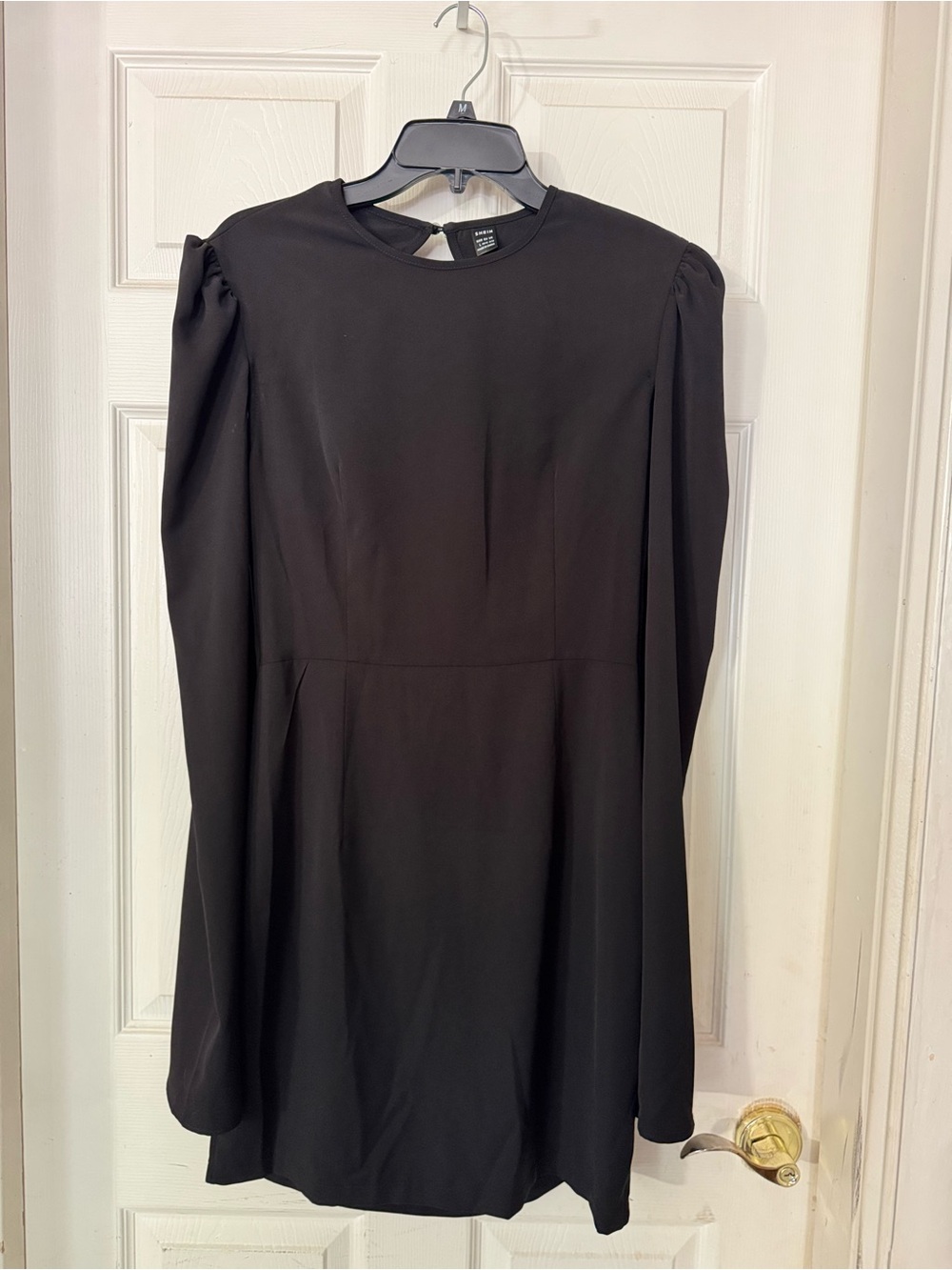 SHEIN Black Long-Sleeve Mini Dress with Puff Shoulders